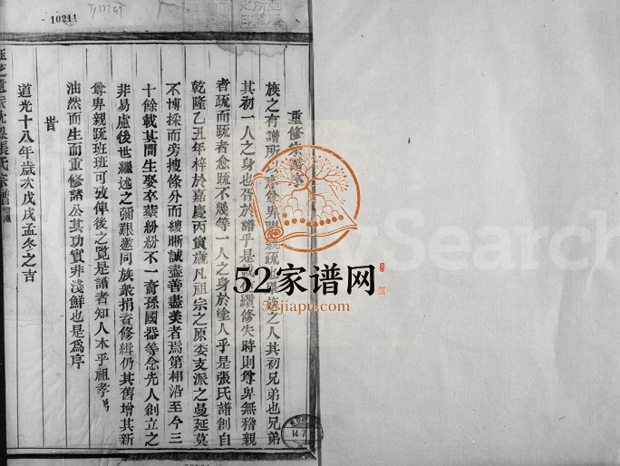 1838年修珏芝遗派沈岙张氏宗谱 浙江柯桥存心堂张姓电子版族谱下载