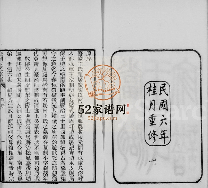 1917年修当湖王氏家谱 浙江平湖王姓电子版族谱下载