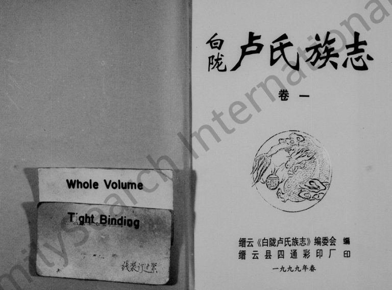 1999年修白陇卢氏族志 浙江缙云卢姓电子版族谱下载
