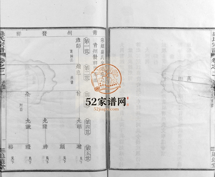 1947年重修彩烟盛氏宗谱 浙江新昌追远堂盛姓电子版族谱下载