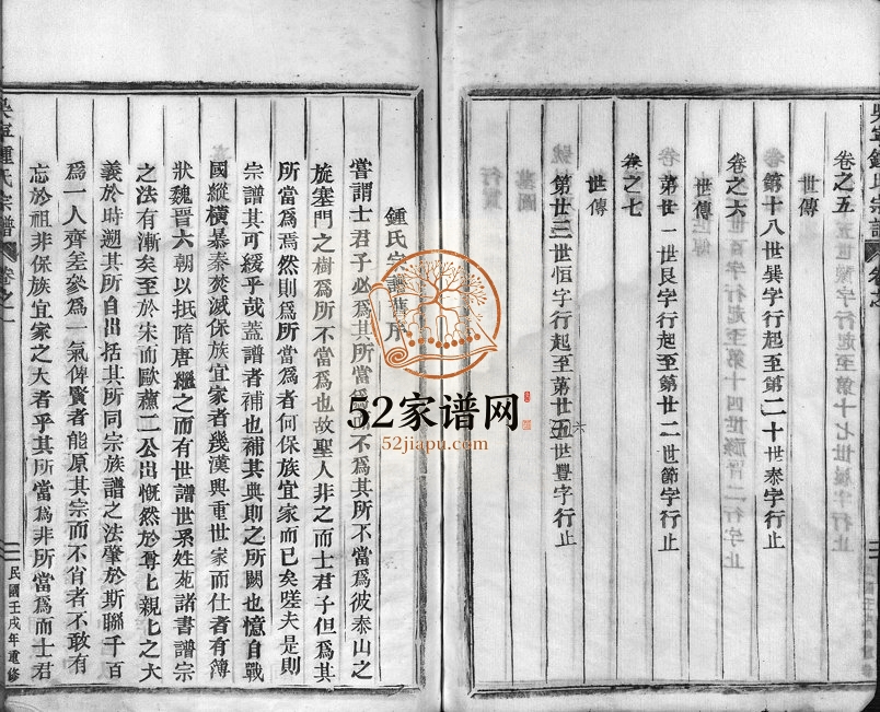 1922年重修颖川钟氏宗谱[7卷]浙江东阳钟姓电子版族谱下载