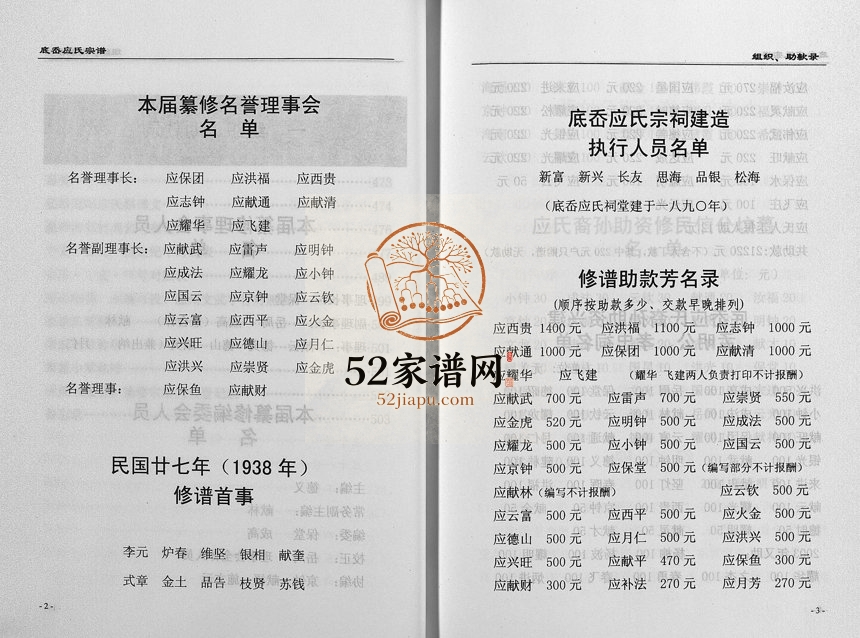 2003年修缙云底岙应氏宗谱[不分卷]浙江应保堂应姓电子版族谱下载