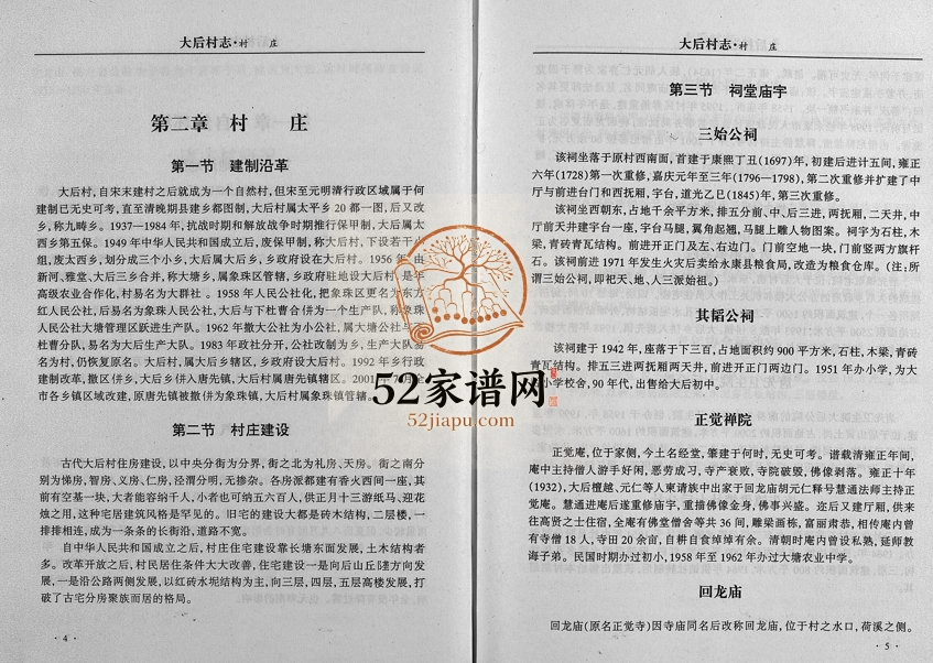 2001年修[胡氏]大后村志 浙江永康胡姓电子版族谱下载