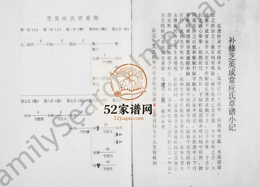 1931年修芝英应氏宗谱 浙江永康应姓电子版族谱下载