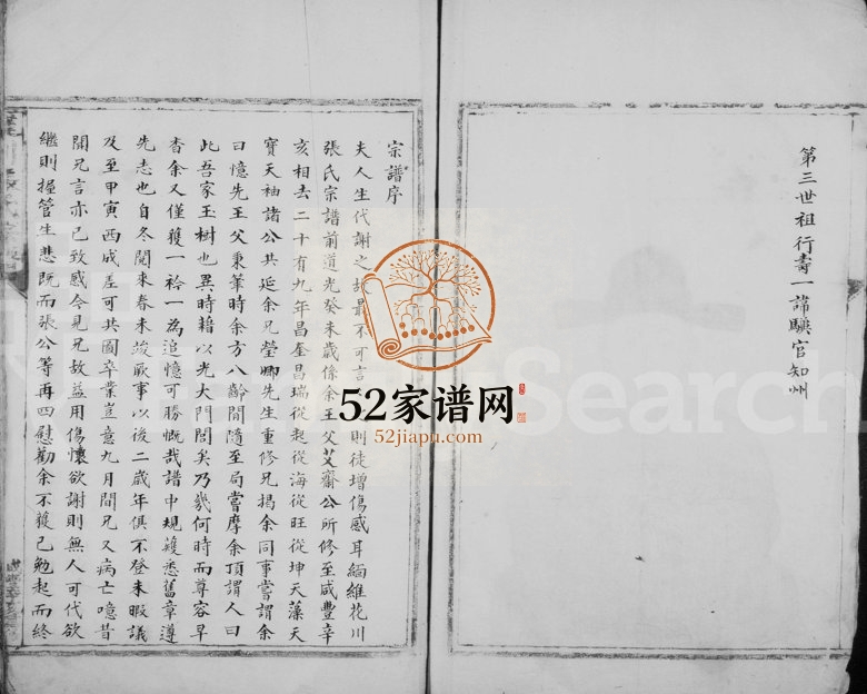 1854年修莲川张氏宗谱 浙江永嘉张姓电子版族谱下载