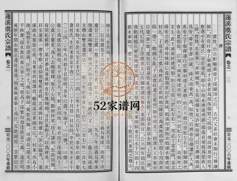 2006年重修莲溪虞氏宗谱[6卷]浙江东阳虞姓电子版族谱下载