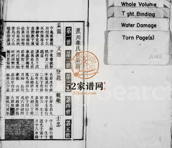 1876年重修蕉川徐氏宗谱[2卷首1卷]浙江遂昌徐姓电子版族谱下载