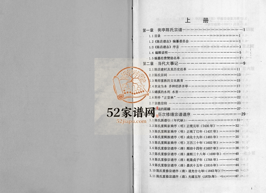 1999年续修街亭陈氏宗谱[2卷]浙江东阳陈姓电子版族谱下载