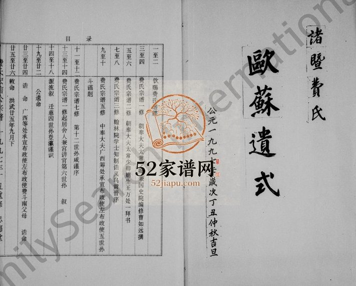 1997年修诸暨费氏宏信公 浙江萧山忠德堂费姓电子版族谱下载