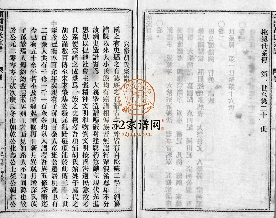 2001年六修路桥项浦胡氏宗谱[4卷]浙江台州胡姓pdf电子版族谱下载