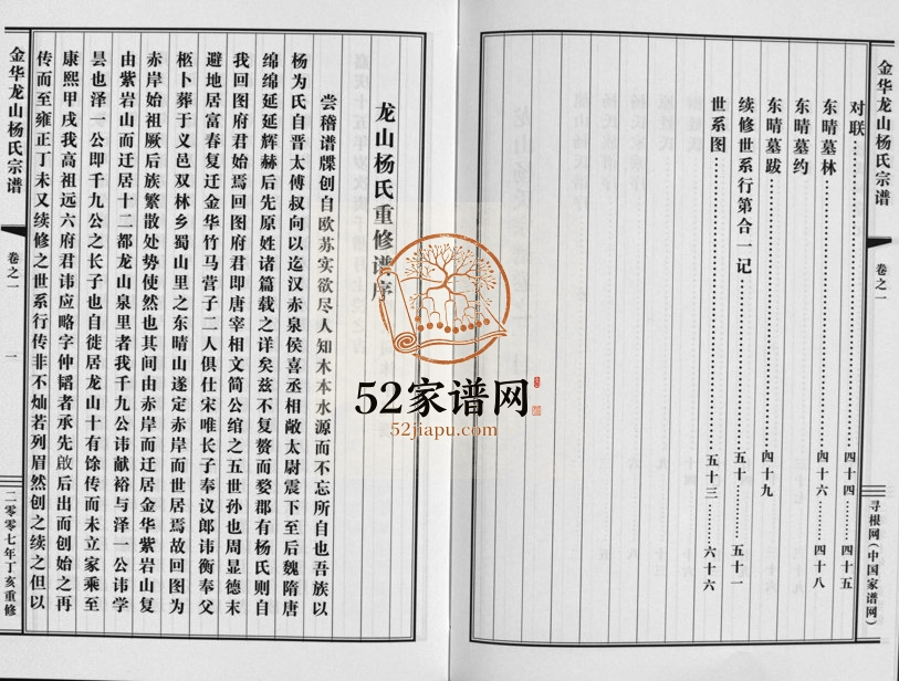 2007年续修金华龙山杨氏宗谱[10卷]浙江杨姓电子版族谱下载