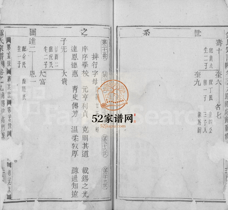 1938年重修钟氏宗谱[残卷]浙江金华敦伦堂钟姓电子版族谱下载