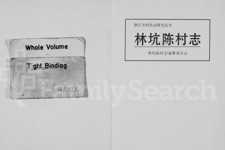 1993年修[陈氏]林坑陈村志 浙江永康陈姓电子版族谱下载